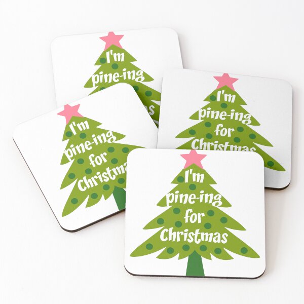 Item preview, I'm Pine-ing for Christmas funny Christmas pun in Green and Pink designed and sold by EliveraDesigns.
