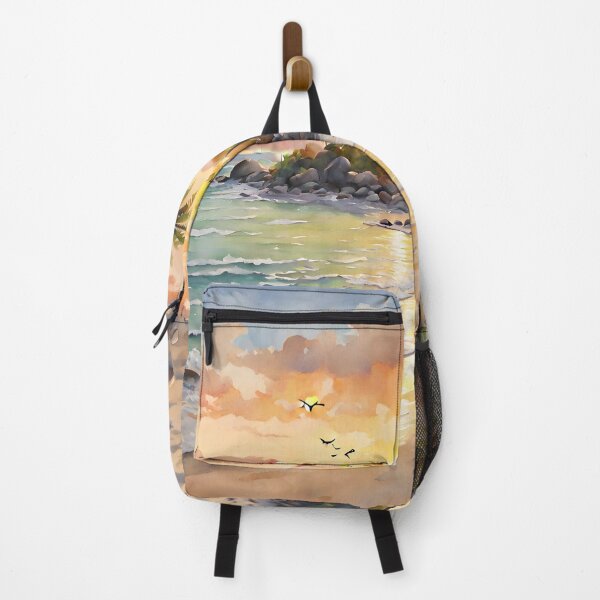 Item preview, Mustique Beach: Watercolor Sunset, Caribbean Beauty designed and sold by LSVart.