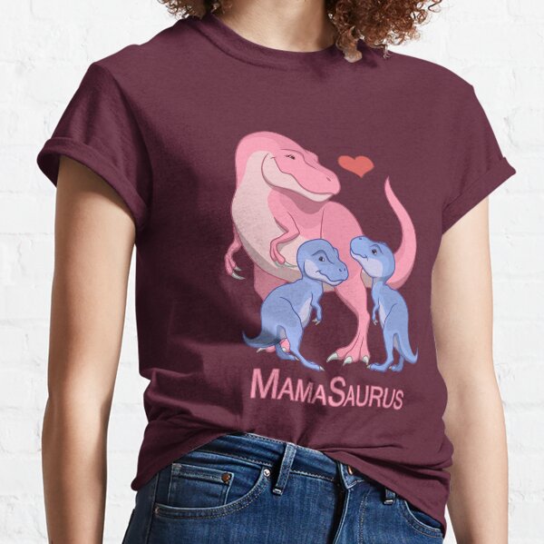 MamaSaurus Mother & Twin Baby Boy T-Rex Dinosaurs Classic T-Shirt