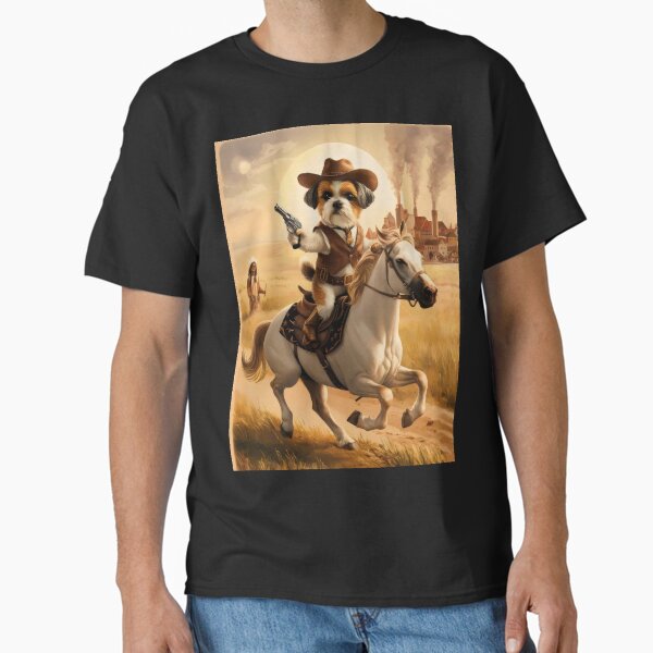 Item preview, Cowboy dog ​​on horseback. designed and sold by MyHappyArtShop.
