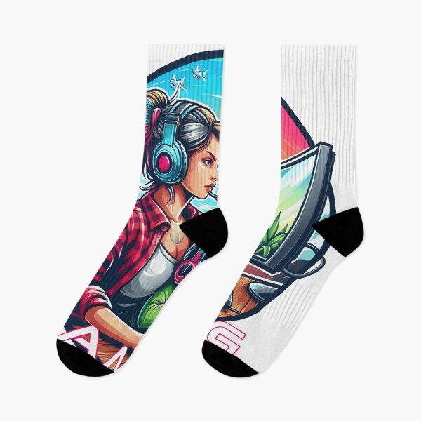 Artikelvorschau, Gamer Mum,Kind, Computer, Regenbogen Schriftzug entworfen und verkauft von Salimgor Hangaround Music.