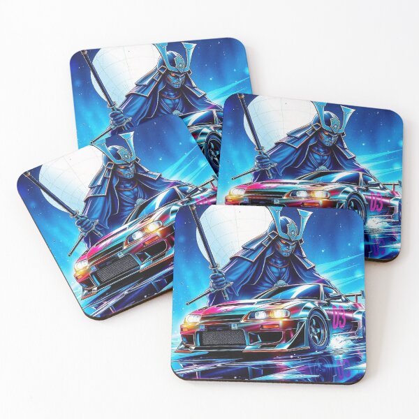 Aperçu de l'œuvre JDM, Samouraï, Marché intérieur japonais, Voiture, Fleurs de cerisier, Soleil, Japon, Spoiler, Rouge, créée et vendue par tshirtart2024.
