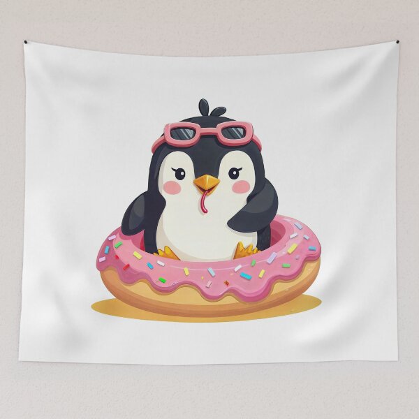 Item preview, T-Shirt Design Trending: PENGUIN ON A DONUT designed and sold by ForeverPrintsOK.