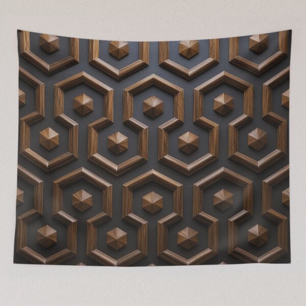 Item preview, wooden hexagon mosaic designed and sold by Girih.