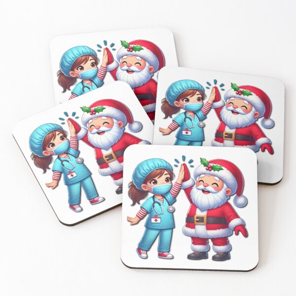 Item preview, Santa and Nurse Team - Festive High Five Christmas Design designed and sold by HopeLoom.