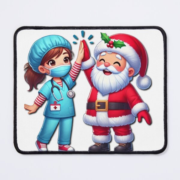 Item preview, Santa and Nurse Team - Festive High Five Christmas Design designed and sold by HopeLoom.
