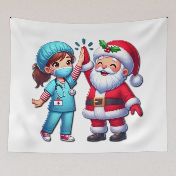 Item preview, Santa and Nurse Team - Festive High Five Christmas Design designed and sold by HopeLoom.