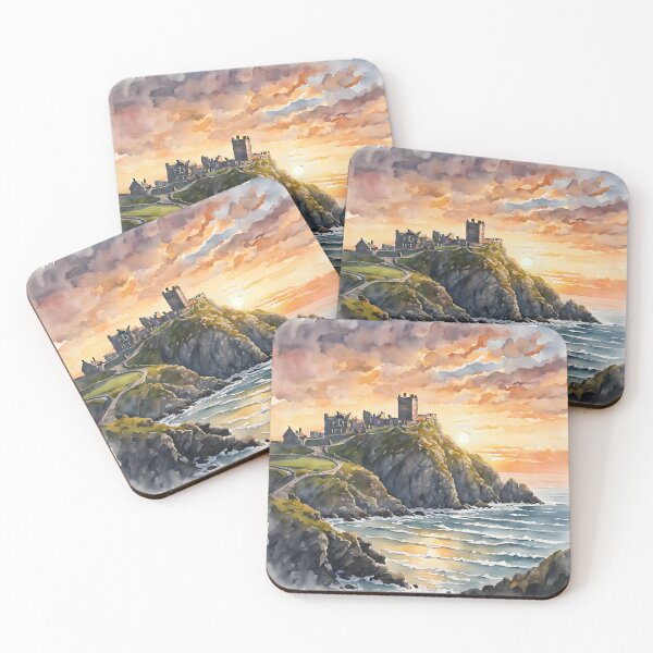 Item preview, Tintagel Castle: Watercolor Sunset in Historical Silhouete designed and sold by LSVart.