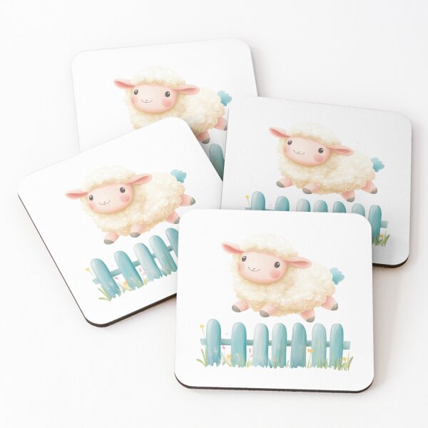 Item preview, Fluffy Sheep Jumping Over a Pastel Fence designed and sold by Enea Kelo.
