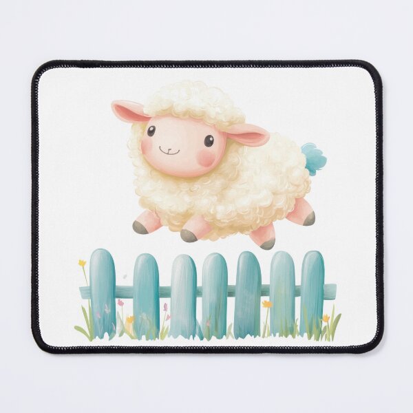 Item preview, Fluffy Sheep Jumping Over a Pastel Fence designed and sold by Enea Kelo.