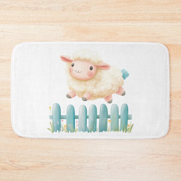 Item preview, Fluffy Sheep Jumping Over a Pastel Fence designed and sold by Enea Kelo.