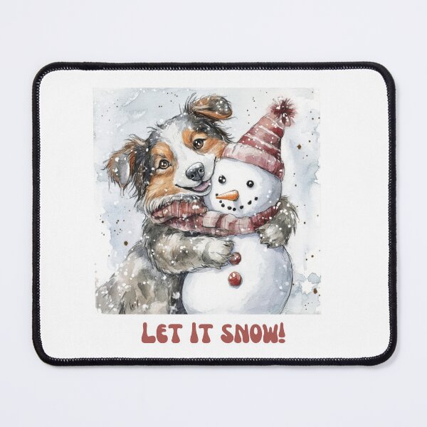 Item preview, Australian shepherd playing with snowman let it snow designed and sold by M1234s.