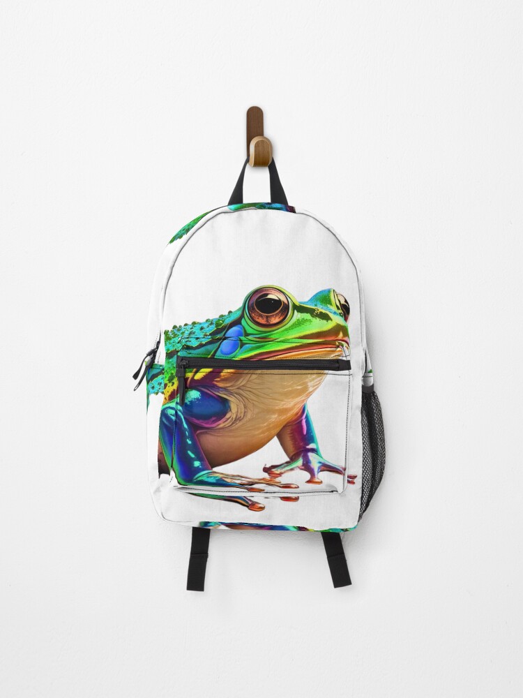 Thumbnail 1 of 3, Backpack, Multicoloured Chrome Frog designed and sold by RvinJo8.