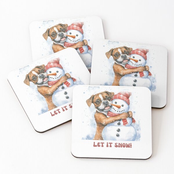 Item preview, Boxer dog playing with snowman let it snow designed and sold by M1234s.