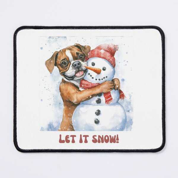Item preview, Boxer dog playing with snowman let it snow designed and sold by M1234s.