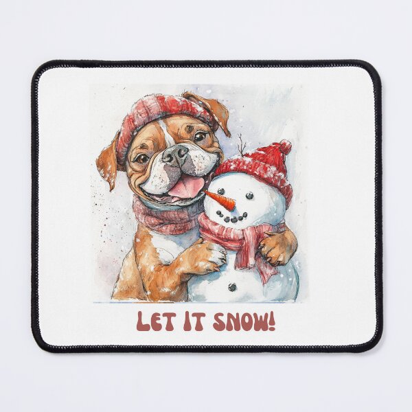 Item preview, Bulldog playing with snowman let it snow designed and sold by M1234s.