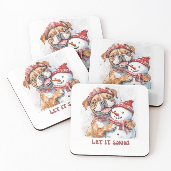 Item preview, Bulldog playing with snowman let it snow designed and sold by M1234s.
