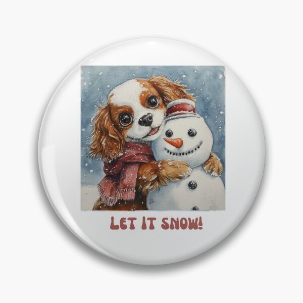 Item preview, Cavalier King Charles dog playing with snowman let it snow designed and sold by M1234s.