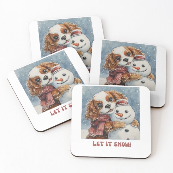 Item preview, Cavalier King Charles dog playing with snowman let it snow designed and sold by M1234s.