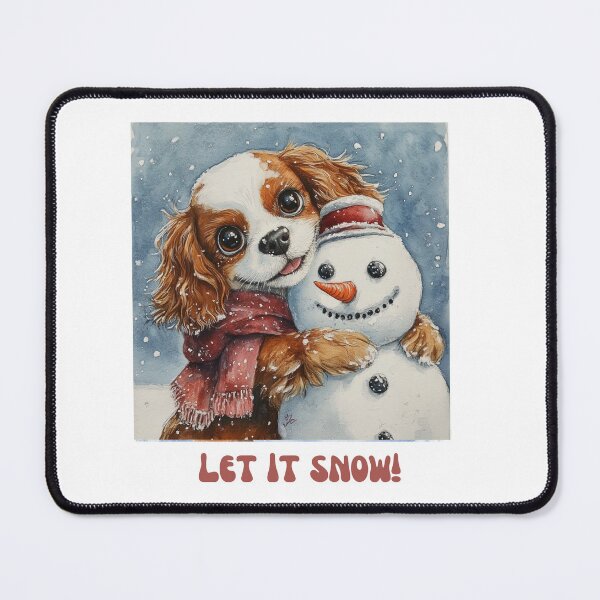 Item preview, Cavalier King Charles dog playing with snowman let it snow designed and sold by M1234s.