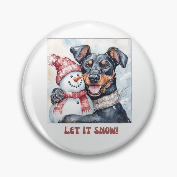 Item preview, Doberman dog playing with snowman let it snow designed and sold by M1234s.