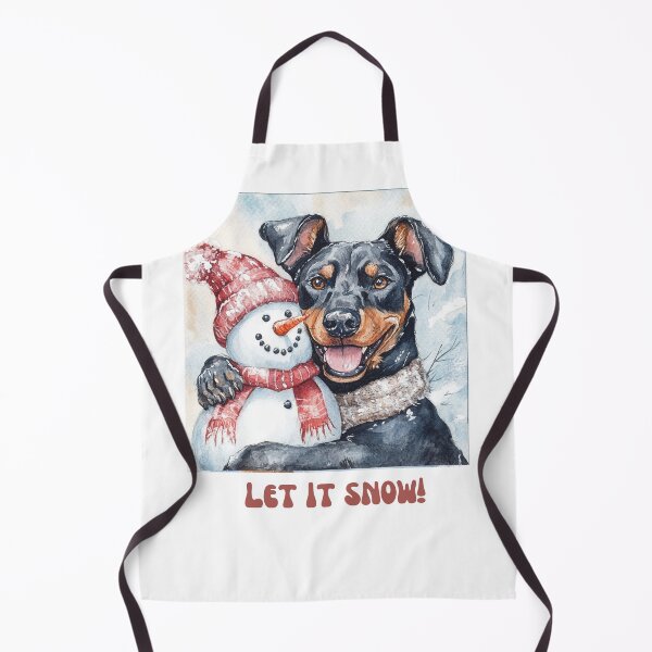 Item preview, Doberman dog playing with snowman let it snow designed and sold by M1234s.