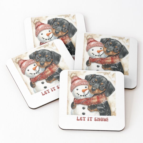 Item preview, Dachshund dog playing with snowman let it snow designed and sold by M1234s.