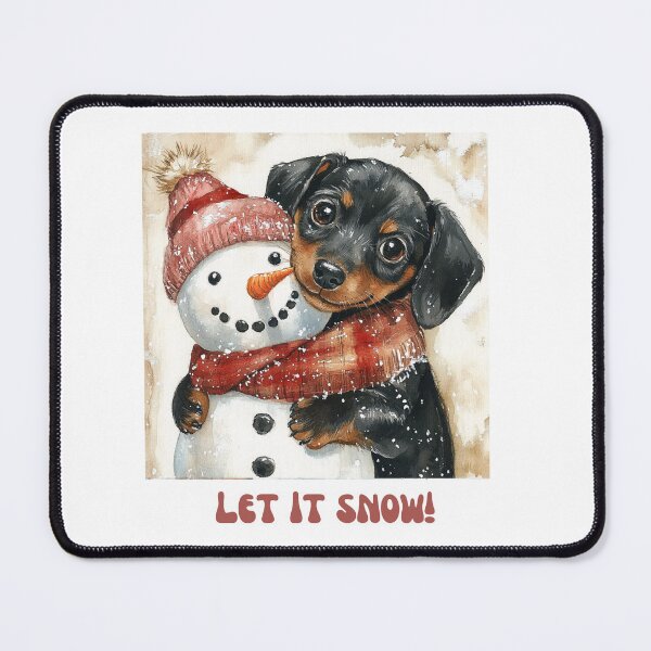 Item preview, Dachshund dog playing with snowman let it snow designed and sold by M1234s.