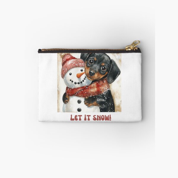 Item preview, Dachshund dog playing with snowman let it snow designed and sold by M1234s.