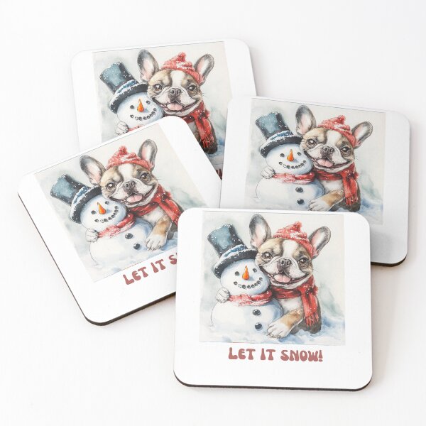 Item preview, French bulldog playing with snowman let it snow designed and sold by M1234s.