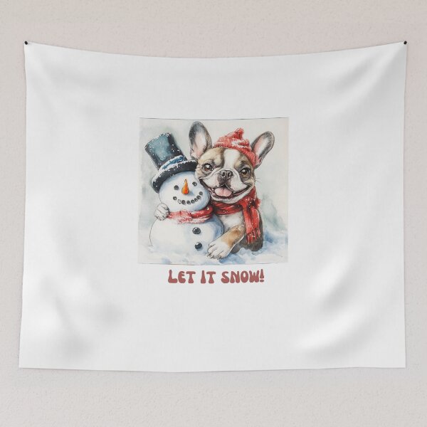 Item preview, French bulldog playing with snowman let it snow designed and sold by M1234s.
