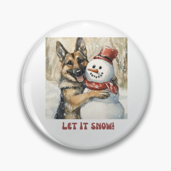 Item preview, German Shepherd dog playing with snowman let it snow designed and sold by M1234s.