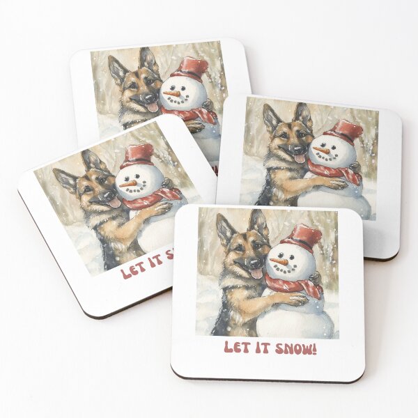 Item preview, German Shepherd dog playing with snowman let it snow designed and sold by M1234s.