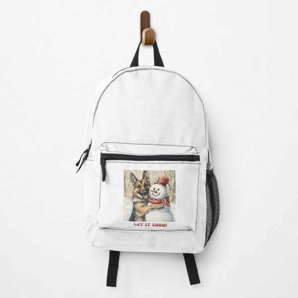 Item preview, German Shepherd dog playing with snowman let it snow designed and sold by M1234s.