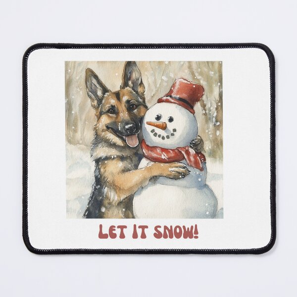 Item preview, German Shepherd dog playing with snowman let it snow designed and sold by M1234s.