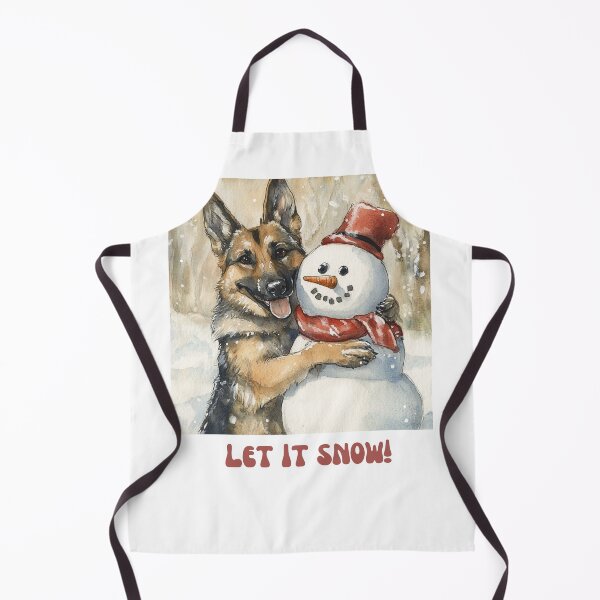 Item preview, German Shepherd dog playing with snowman let it snow designed and sold by M1234s.