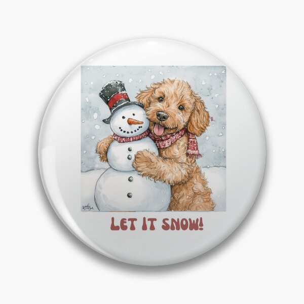 Item preview, Goldendoodle dog playing with snowman let it snow designed and sold by M1234s.
