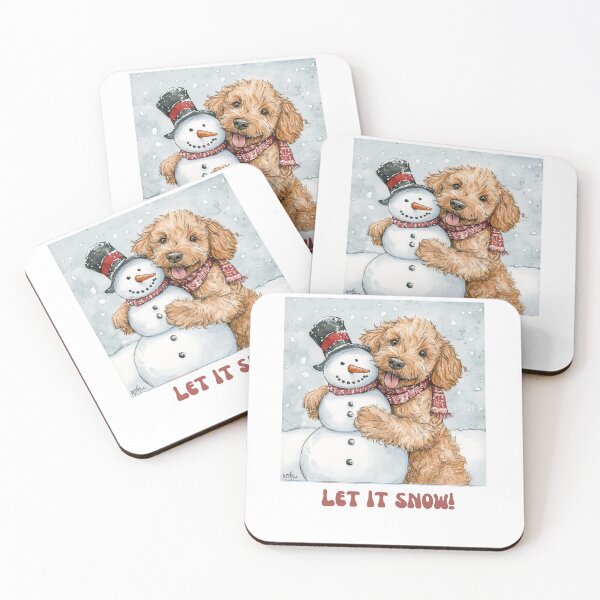 Item preview, Goldendoodle dog playing with snowman let it snow designed and sold by M1234s.