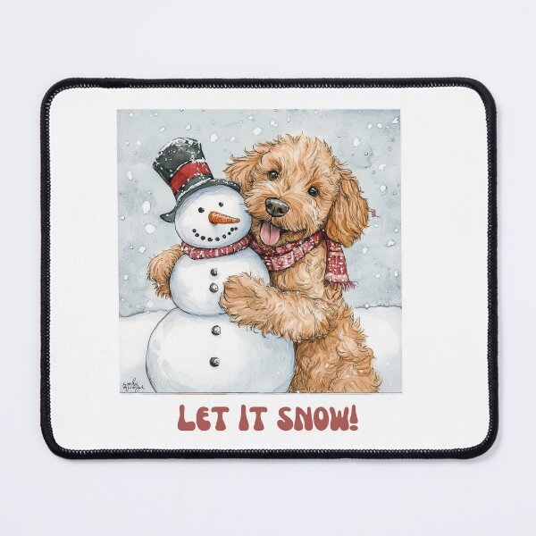 Item preview, Goldendoodle dog playing with snowman let it snow designed and sold by M1234s.