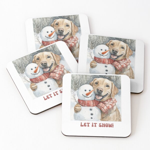 Item preview, Labrador dog playing with snowman let it snow designed and sold by M1234s.