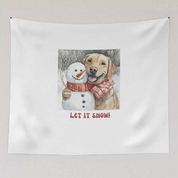 Item preview, Labrador dog playing with snowman let it snow designed and sold by M1234s.
