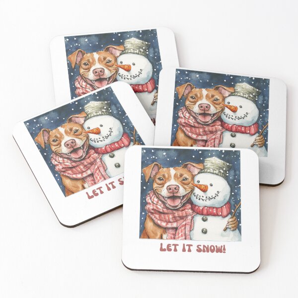Item preview, Pitbull dog playing with snowman let it snow designed and sold by M1234s.