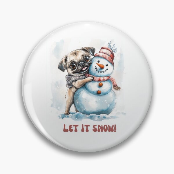 Item preview, Pug dog playing with snowman let it snow designed and sold by M1234s.