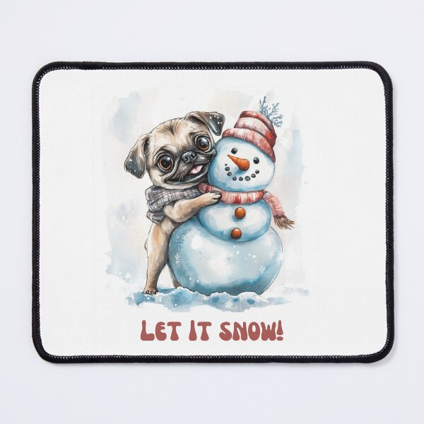Item preview, Pug dog playing with snowman let it snow designed and sold by M1234s.