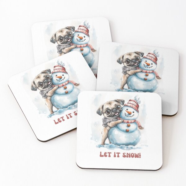 Item preview, Pug dog playing with snowman let it snow designed and sold by M1234s.