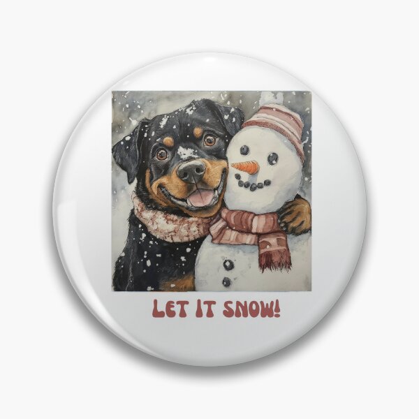 Item preview, Rottweiler dog playing with snowman let it snow designed and sold by M1234s.