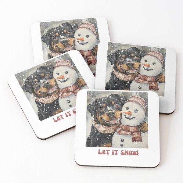 Item preview, Rottweiler dog playing with snowman let it snow designed and sold by M1234s.