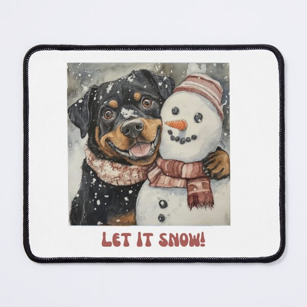 Item preview, Rottweiler dog playing with snowman let it snow designed and sold by M1234s.