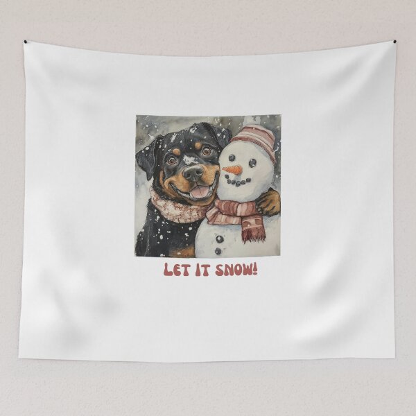 Item preview, Rottweiler dog playing with snowman let it snow designed and sold by M1234s.