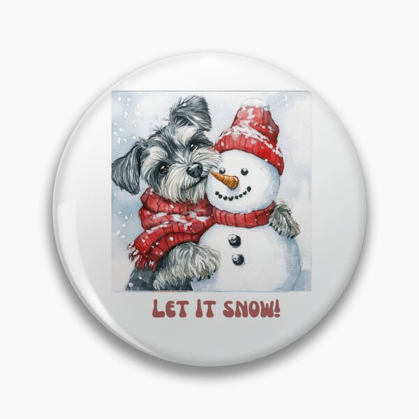 Item preview, Miniature Schnauzer dog playing with snowman let it snow designed and sold by M1234s.